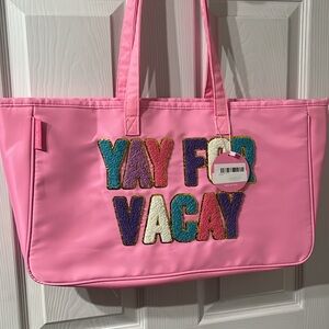 Simply Southern Pink Tote with Colorful 'Yay for Vacay' Design